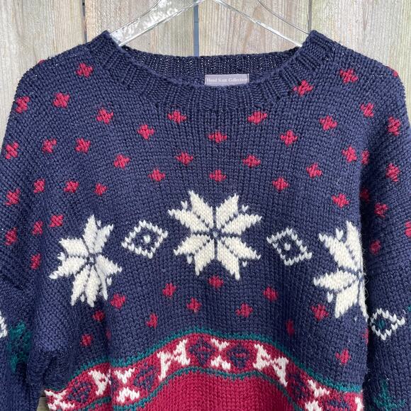 Vintage Sweater Wool Lord and Taylor 100% Wool Pure Hand Knit Pullover Crew XL - Picture 6 of 9